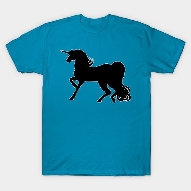 Black Unicorn Silhouette T-Shirt by BlakCircleGirl